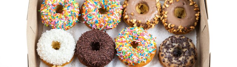 sweet donuts in a paper box