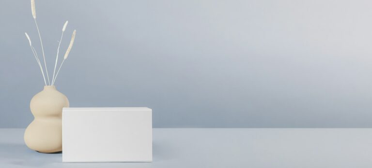 White box mockup design on minimal background